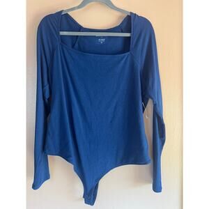 NWT Banana Republic Soft Stretch Long Sleeve Square Neck Bodysuit Navy Blue XL